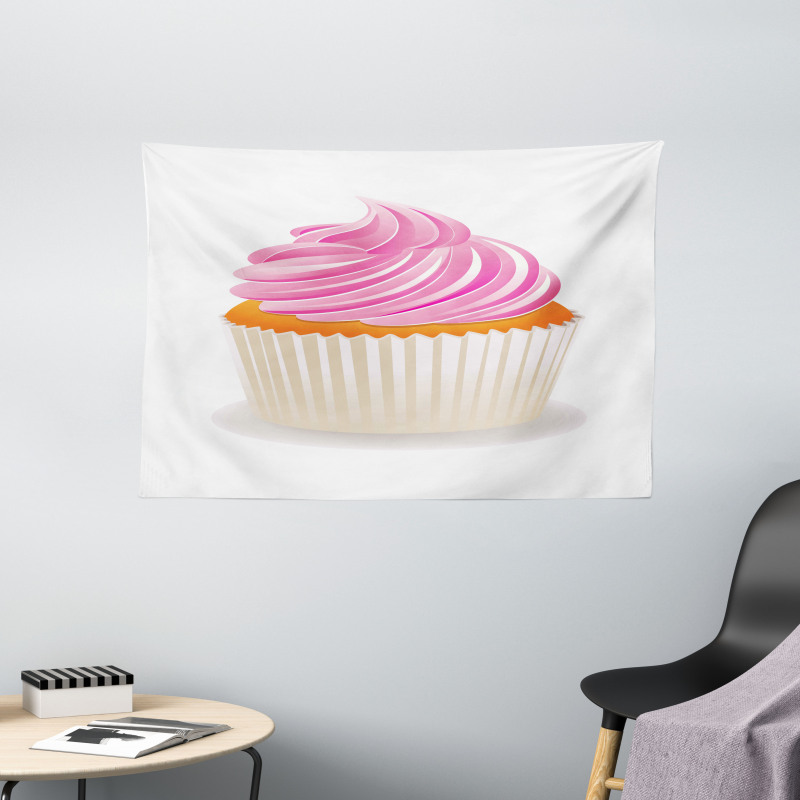 Pink Cupcake Wide Tapestry