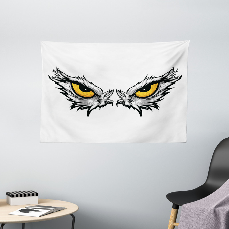 Angry Gaze of Bird of Prey Wide Tapestry