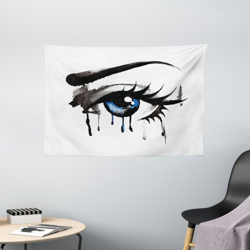 Dramatic Look of a Woman Wide Tapestry