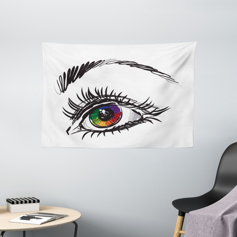 Colorful Pupil of a Woman Wide Tapestry