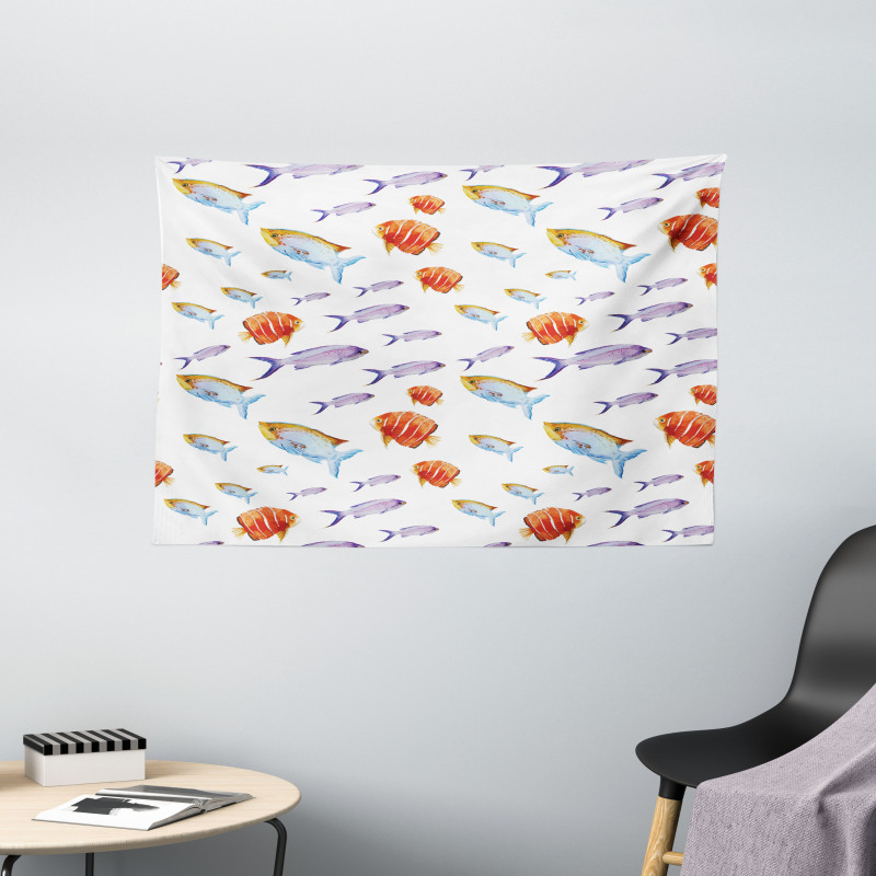 Goldfish and Mackerel Wide Tapestry