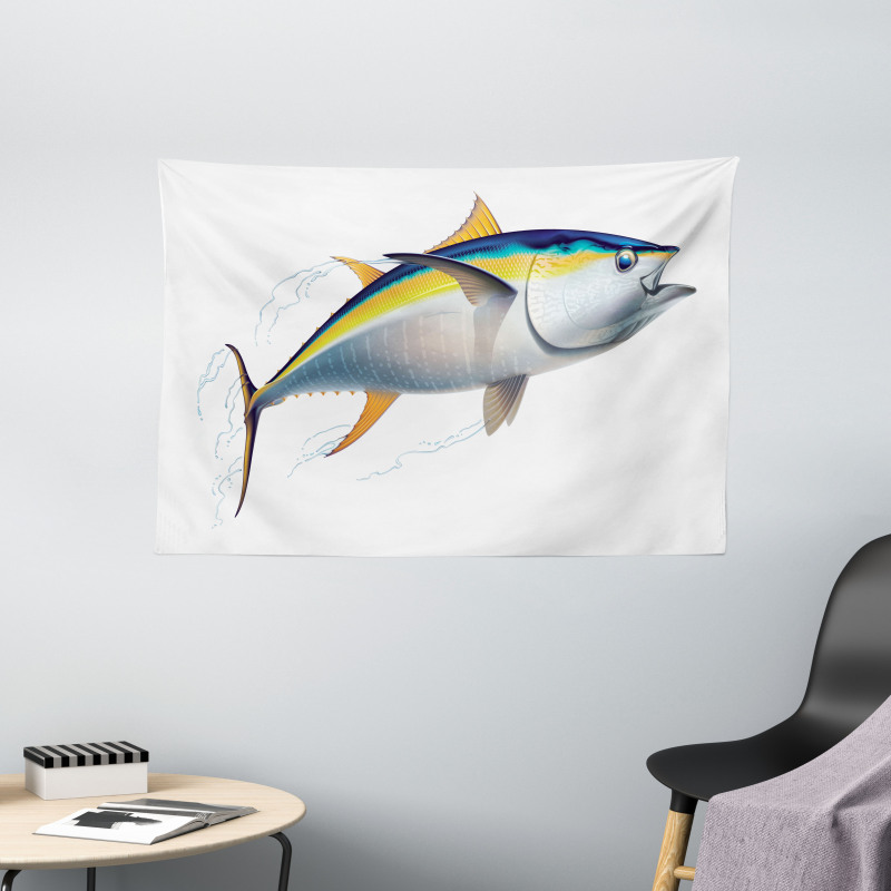 Realistic Yellowfin Tuna Wide Tapestry