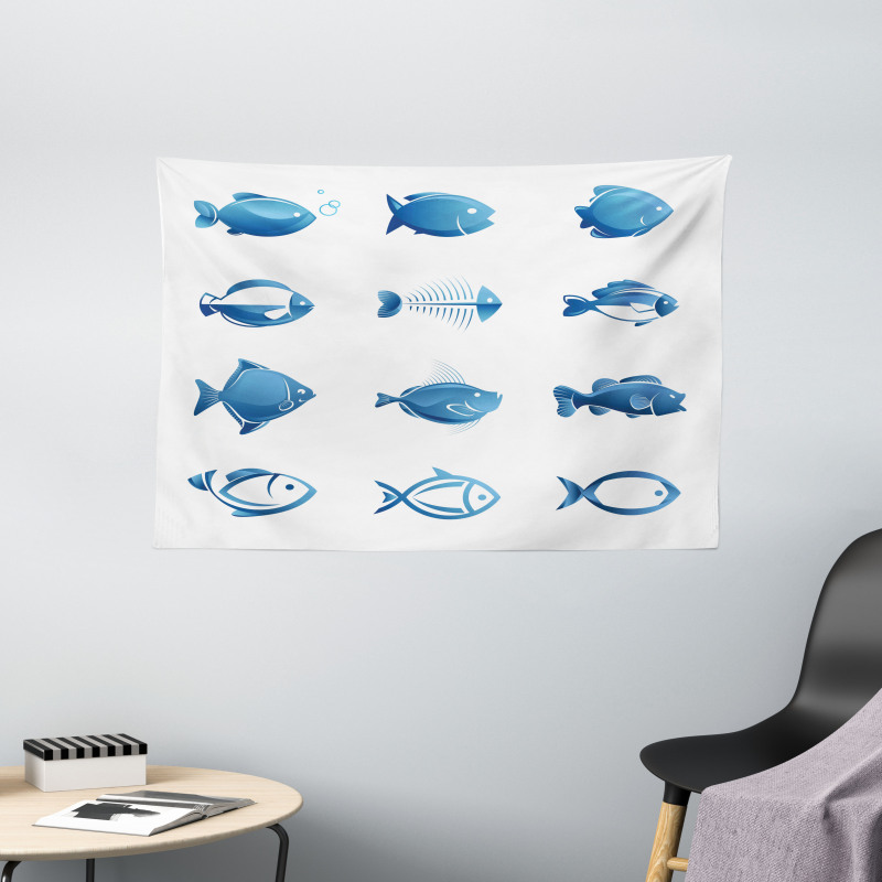 Array of Fish Marine Life Wide Tapestry