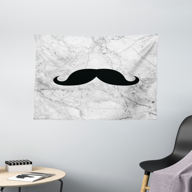 Mustache Motif Retro Wide Tapestry