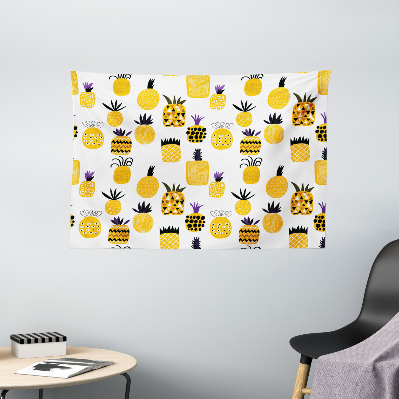 Summertime Pineapples Wide Tapestry