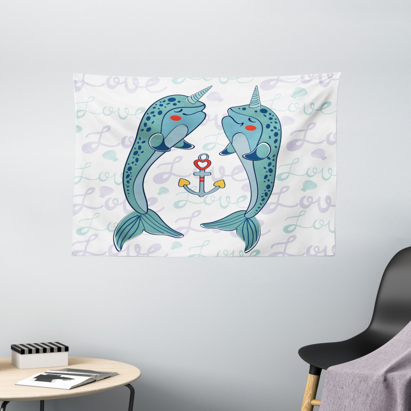 Animal Couple in Love Wide Tapestry