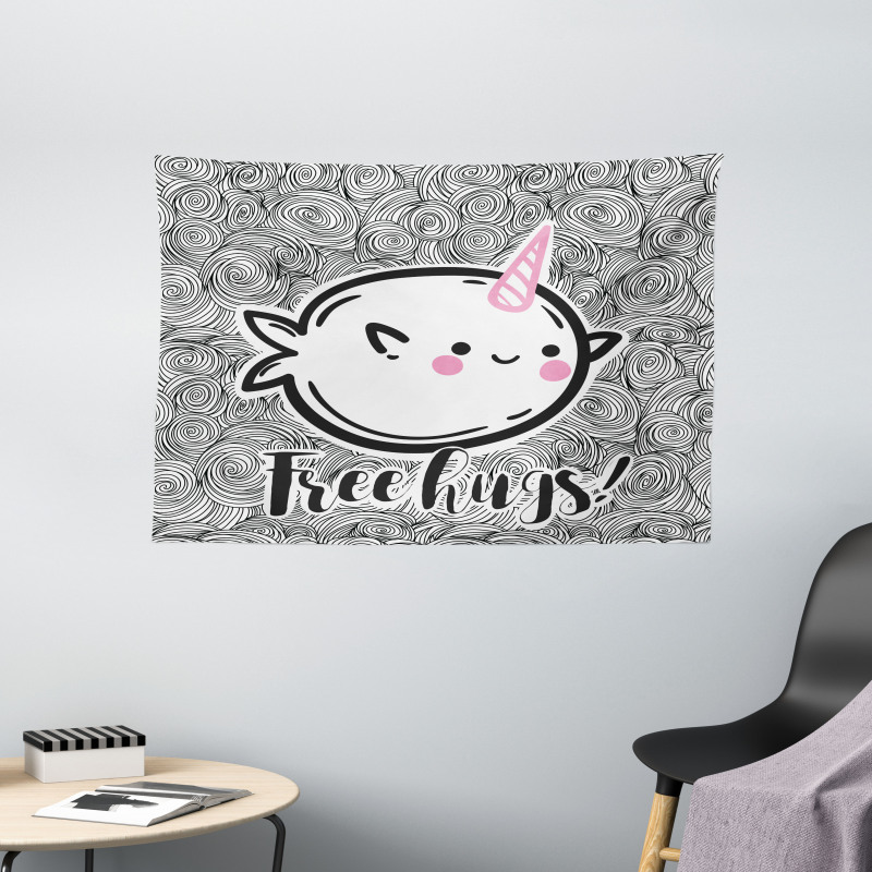 Abstract Whale Motif Wide Tapestry