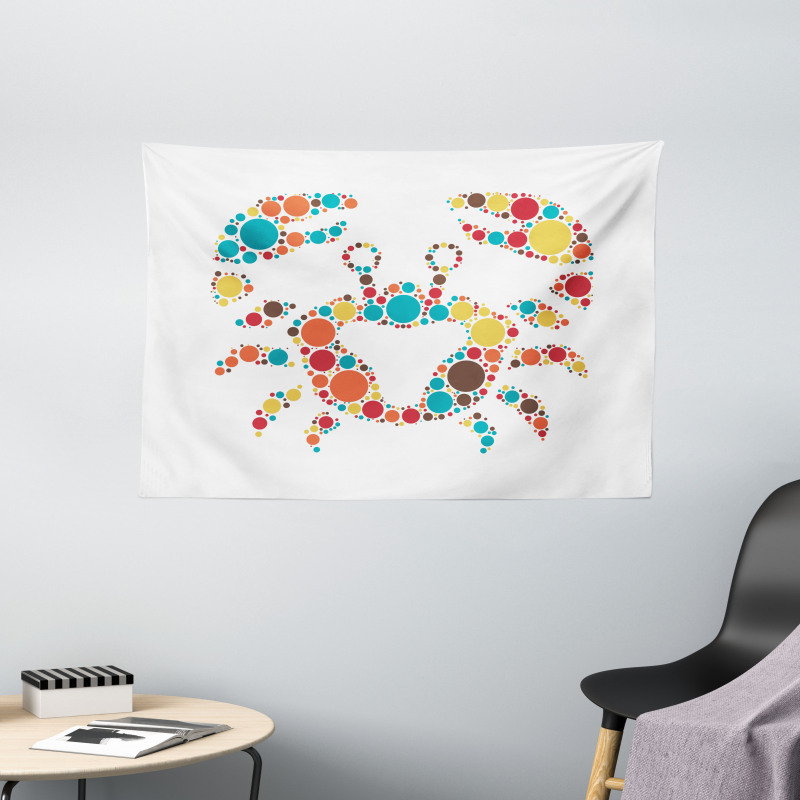 Colorful Dotted Shape Wide Tapestry