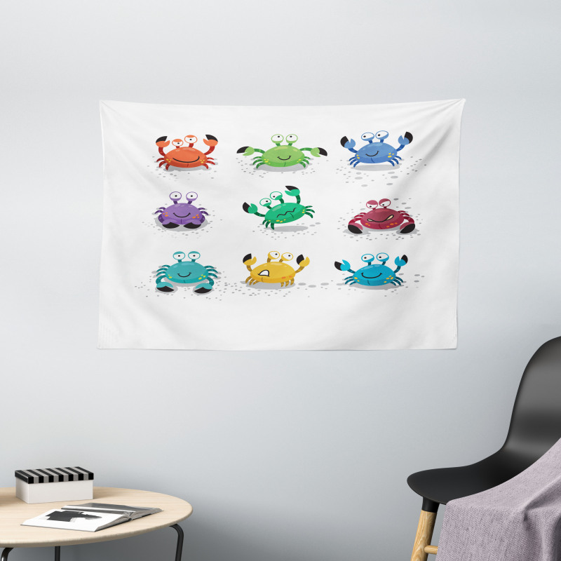 Cheery Cartoon Style Wide Tapestry