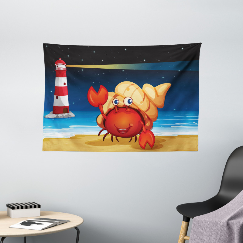 Marine Life Lighthouse Wide Tapestry