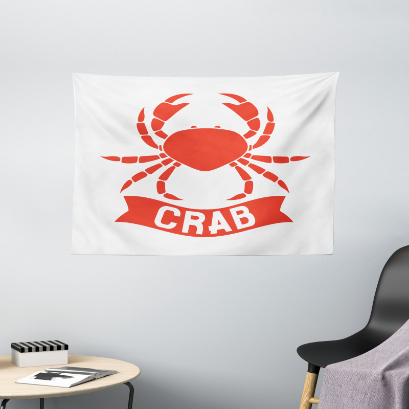 Shellfish Animal in Red Wide Tapestry