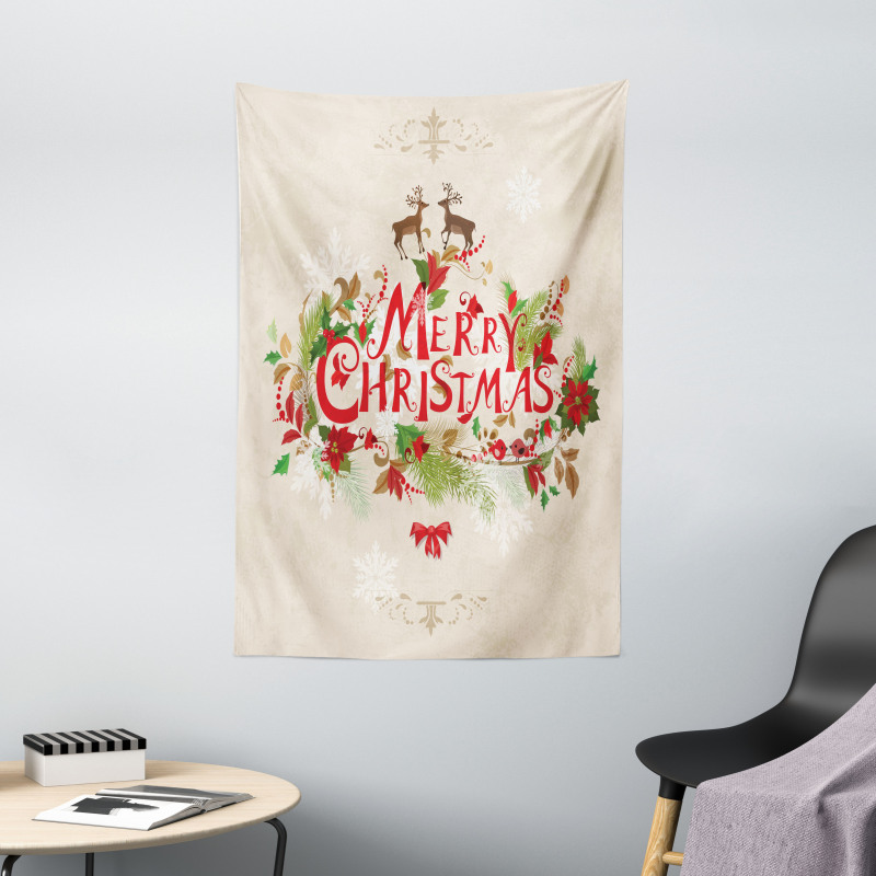Floral Merry Xmas Tapestry