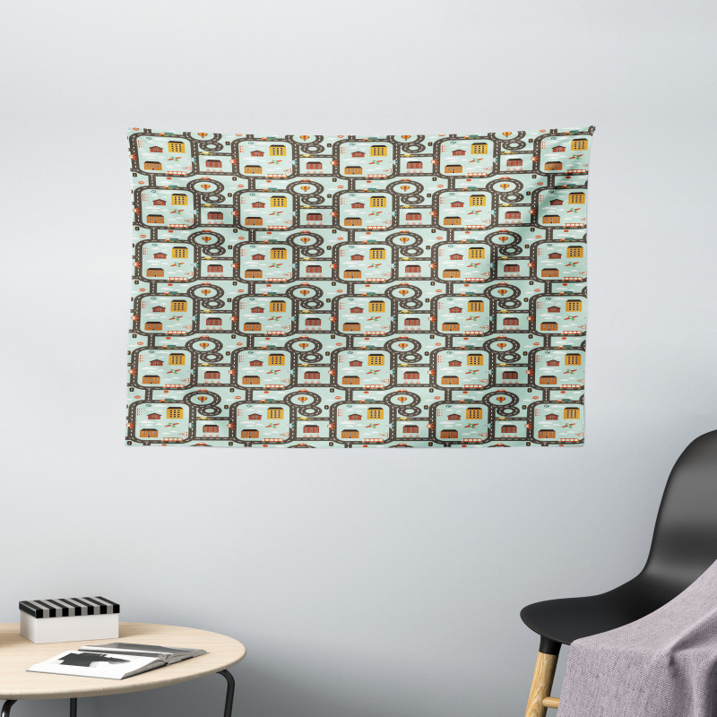 Roads Planes Wide Tapestry