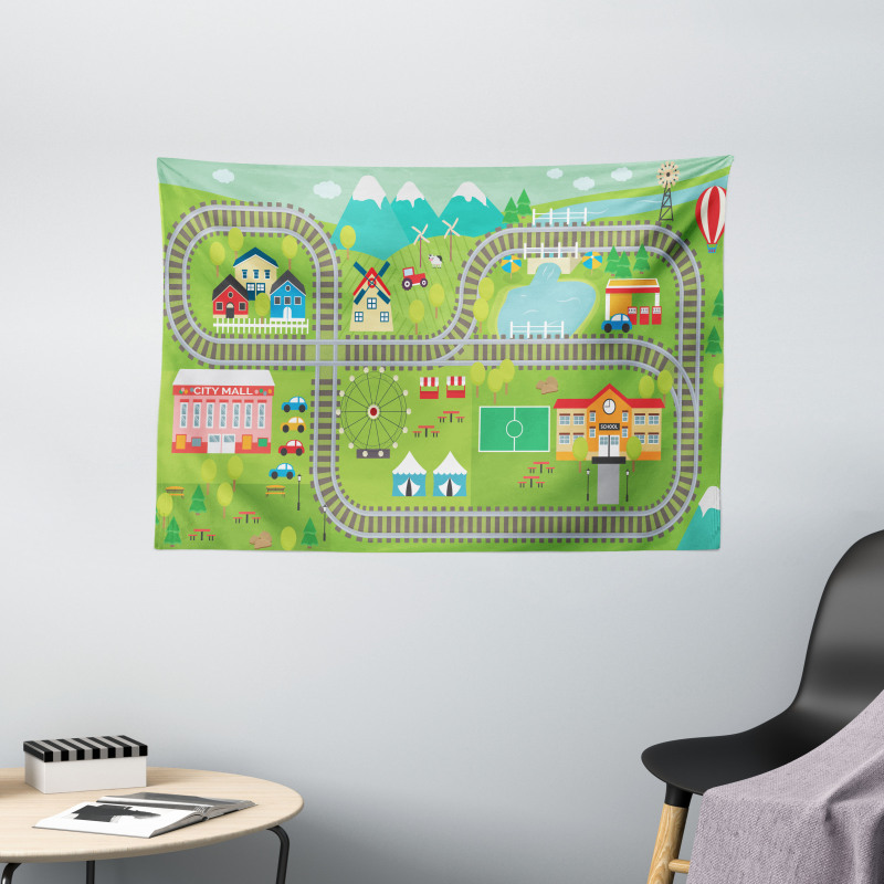 Train Tracks Wide Tapestry