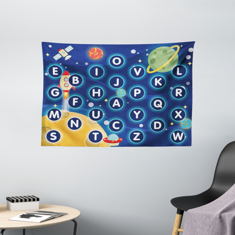 Space Letters Wide Tapestry