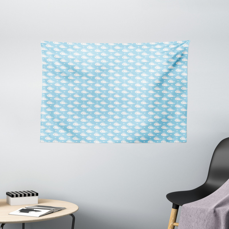 Blue Baby Shower Design Wide Tapestry