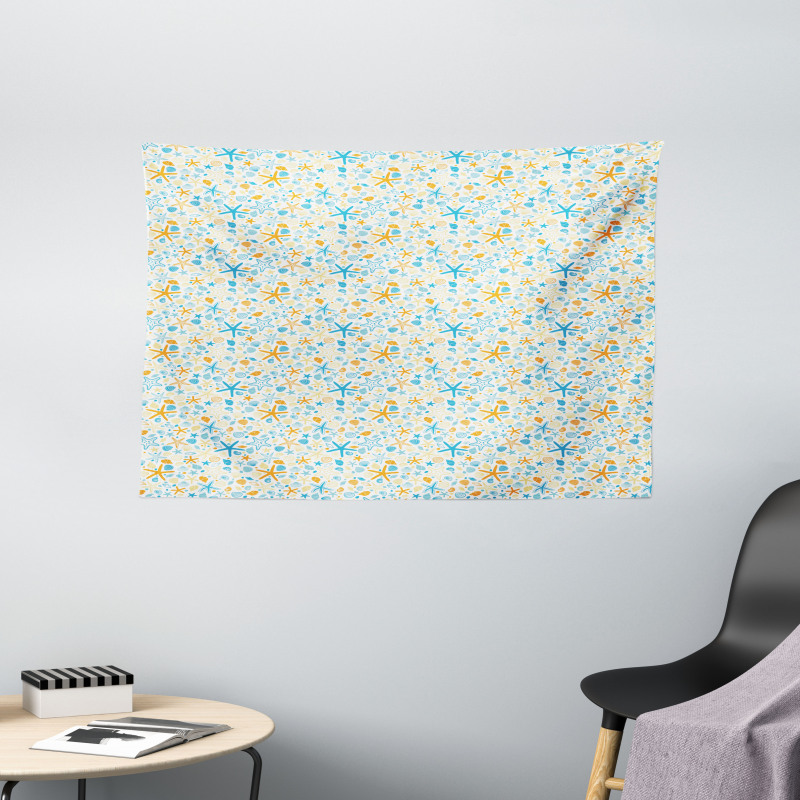 Seashell Silhouettes Wide Tapestry