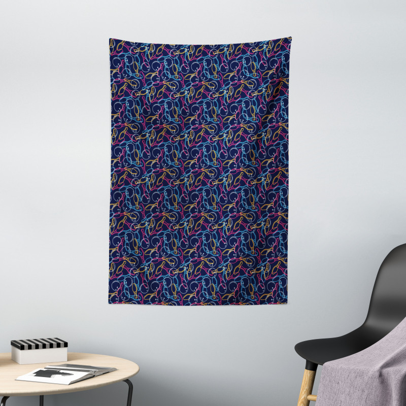 Vibrant Color Outlines Tapestry