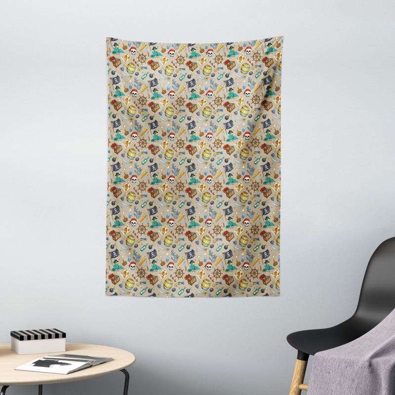 Cheerful Sketch Cartoon Tapestry