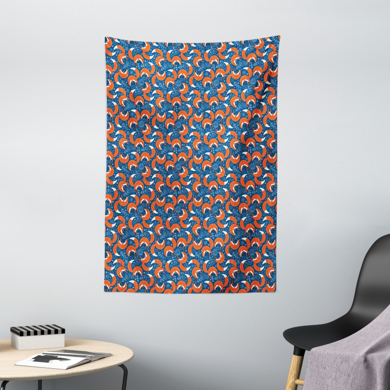 Doodle Hearts and Flowers Tapestry