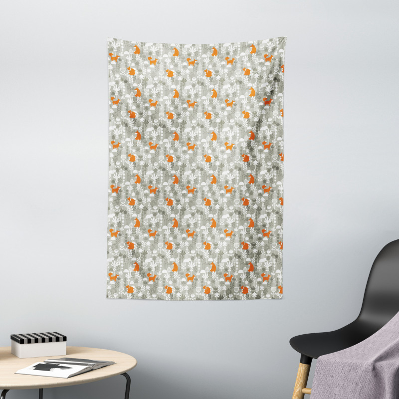 Doodle Style Forest Design Tapestry