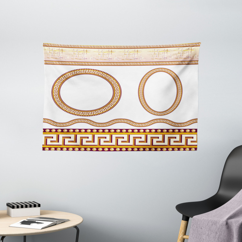 Fret Borders Circles Wide Tapestry