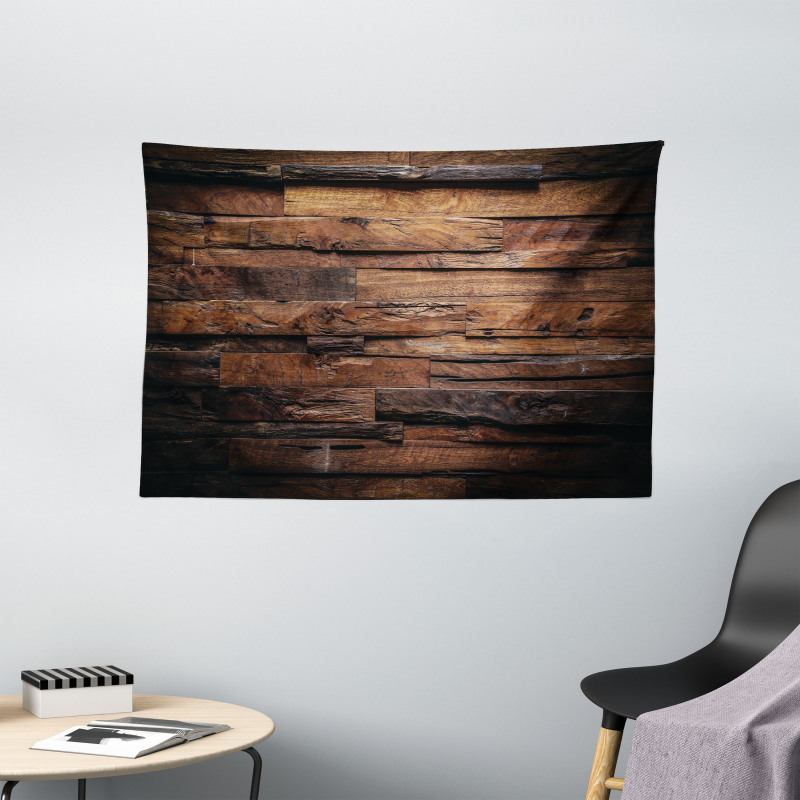 Rough Dark Timber Wide Tapestry