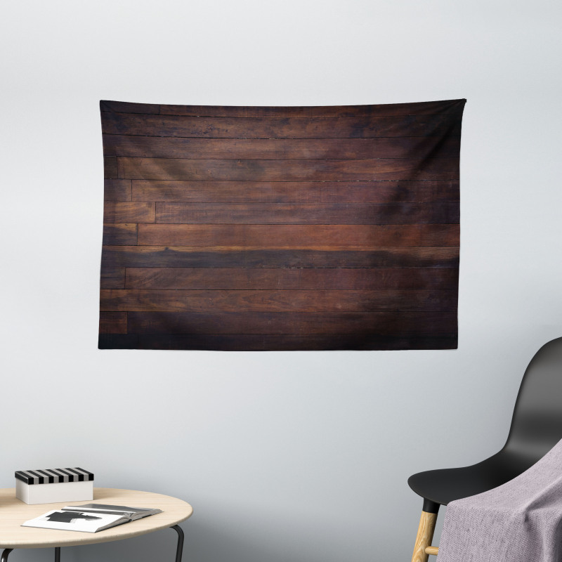 Aged Dark Timber Wide Tapestry