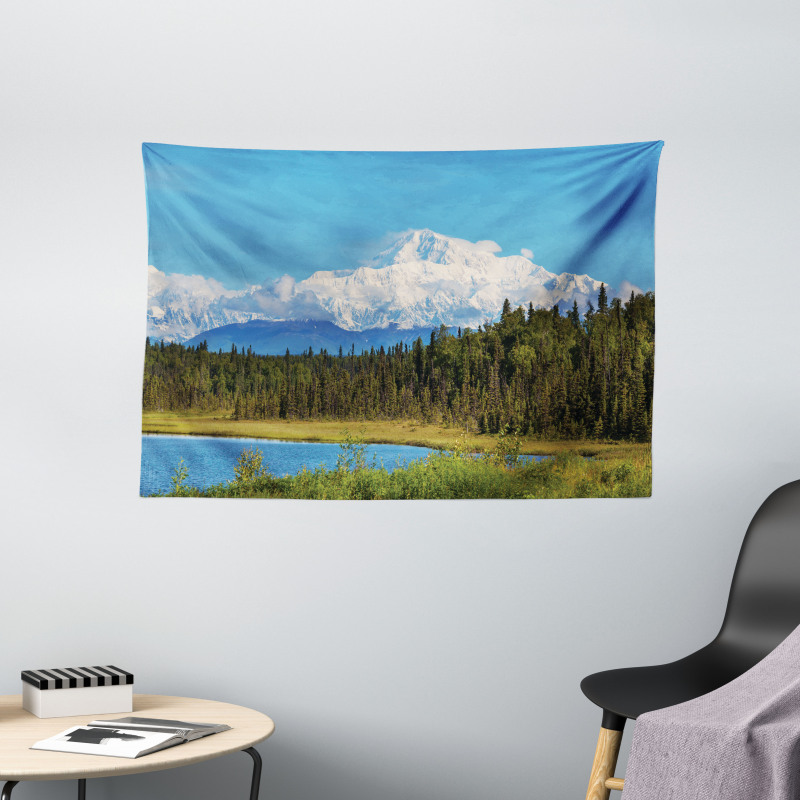 Snow Covered Mountain Wide Tapestry