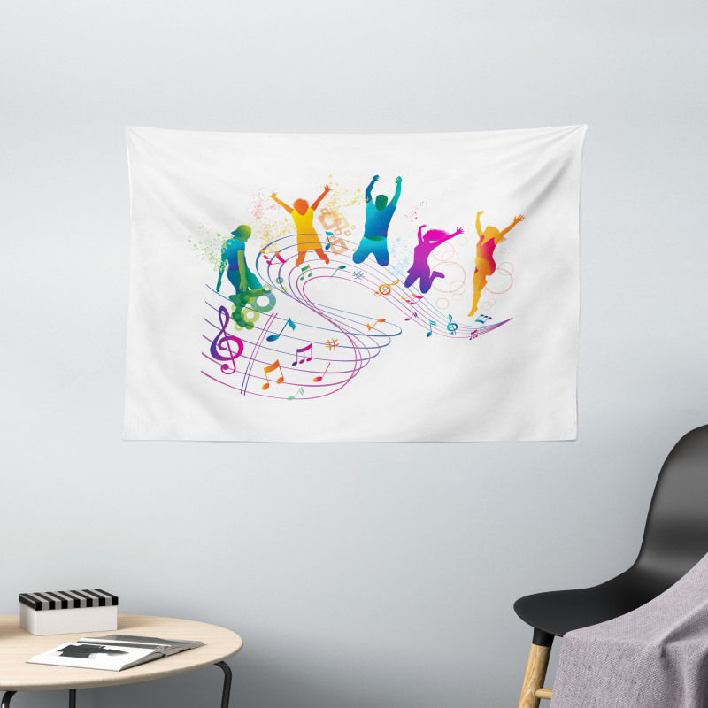 Dancing People Music Wide Tapestry