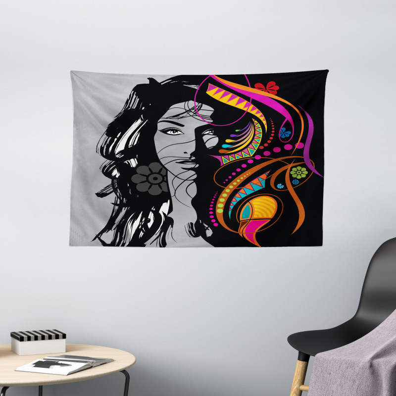 Woman Portrait Glamor Art Wide Tapestry