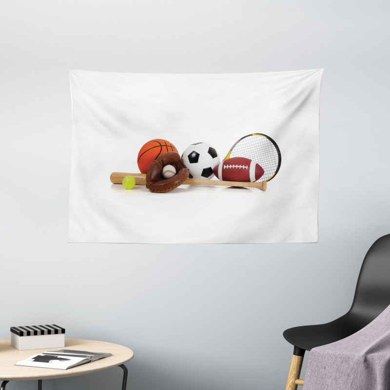 Assorted Sports Equipment Wide Tapestry