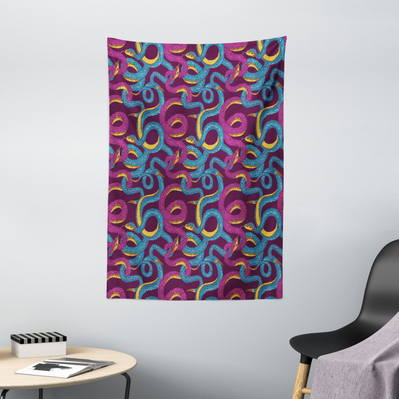 Hand Drawn Art Snakes Tapestry