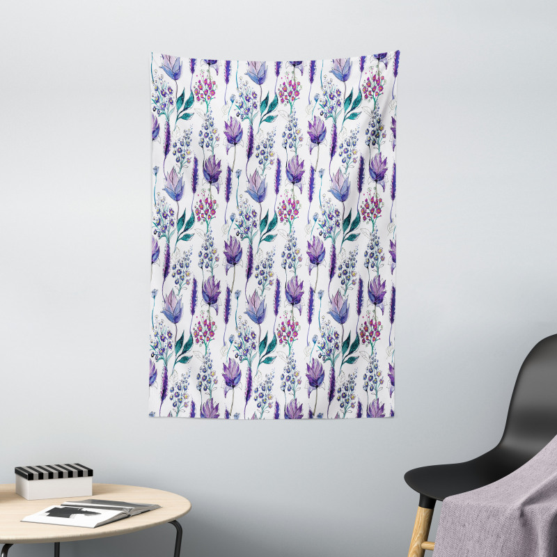 Botany Plants Watercolor Tapestry