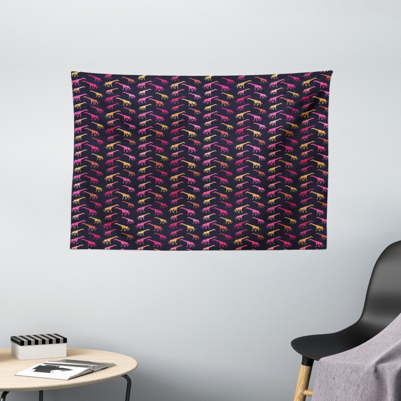 Dots Color Silhouettes Wide Tapestry