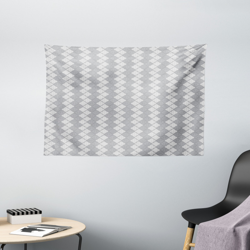 Greyscale Flowers Wide Tapestry