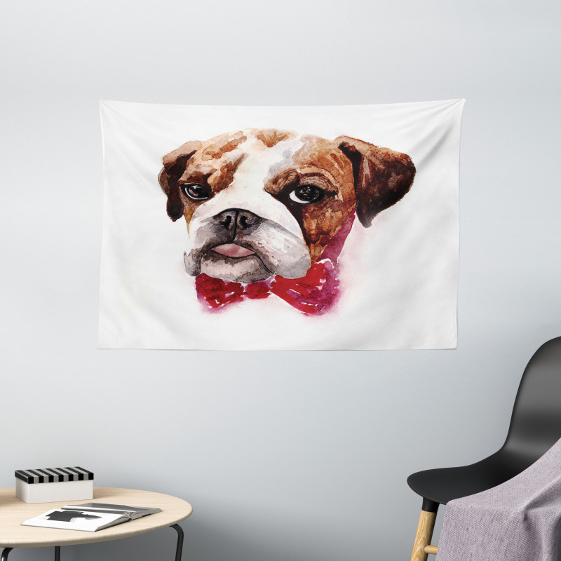 Watercolor Dog Wide Tapestry