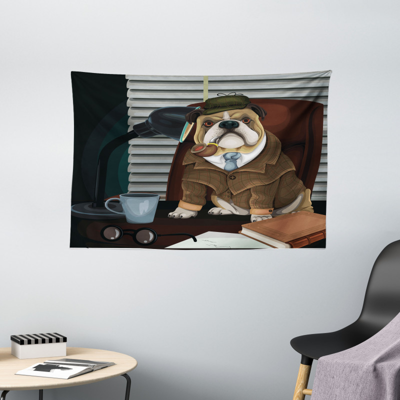 Detective Dog Wide Tapestry