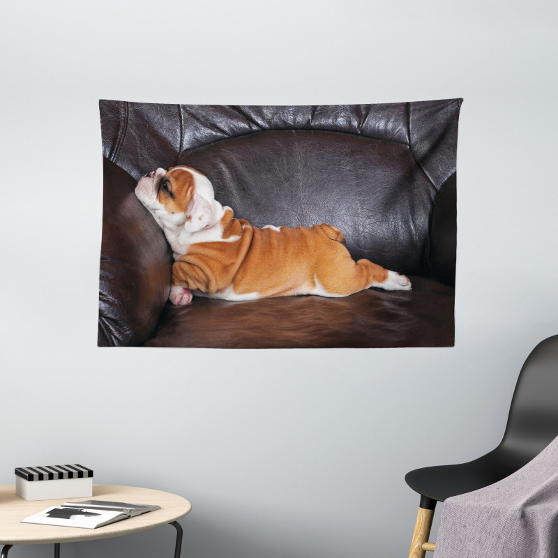 Resting Puppy Wide Tapestry