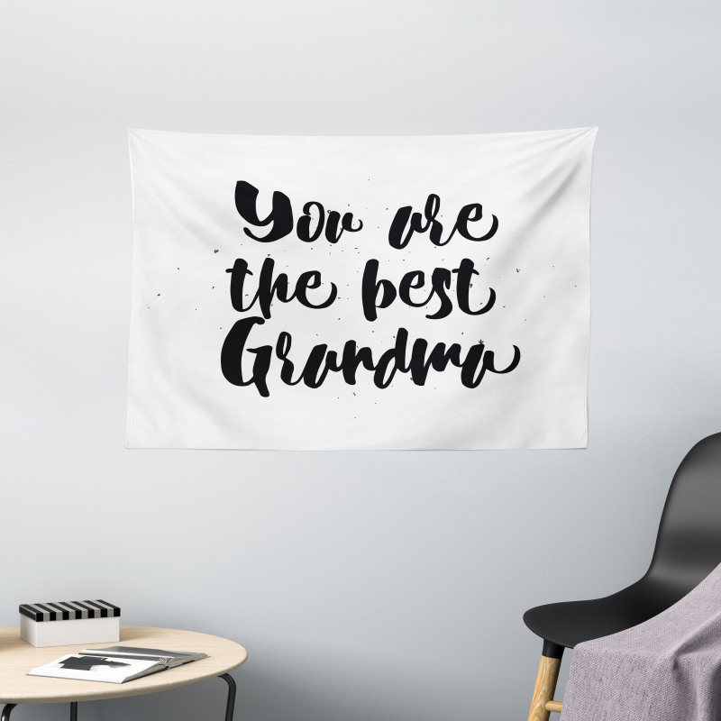 Black and White Words Wide Tapestry