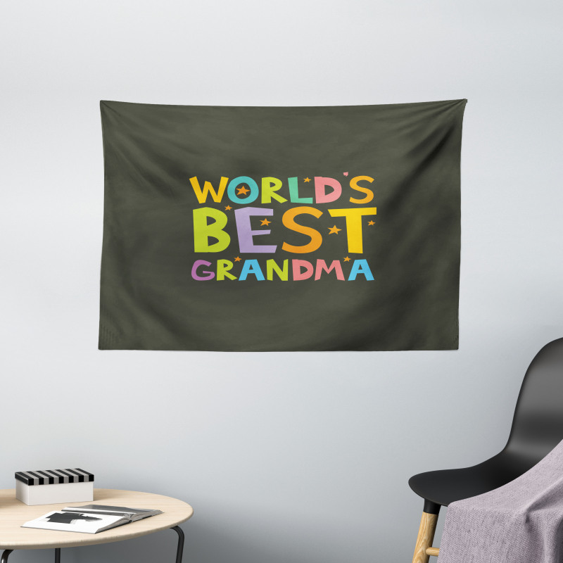 Colorful Letters Stars Wide Tapestry