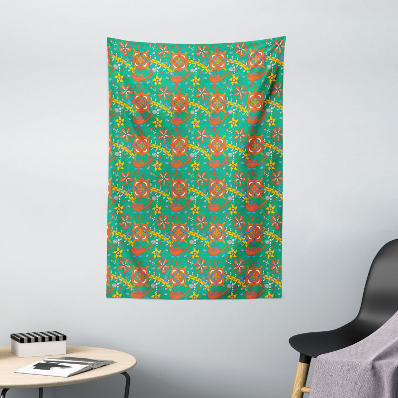 Dot Cartoony Nature Design Tapestry