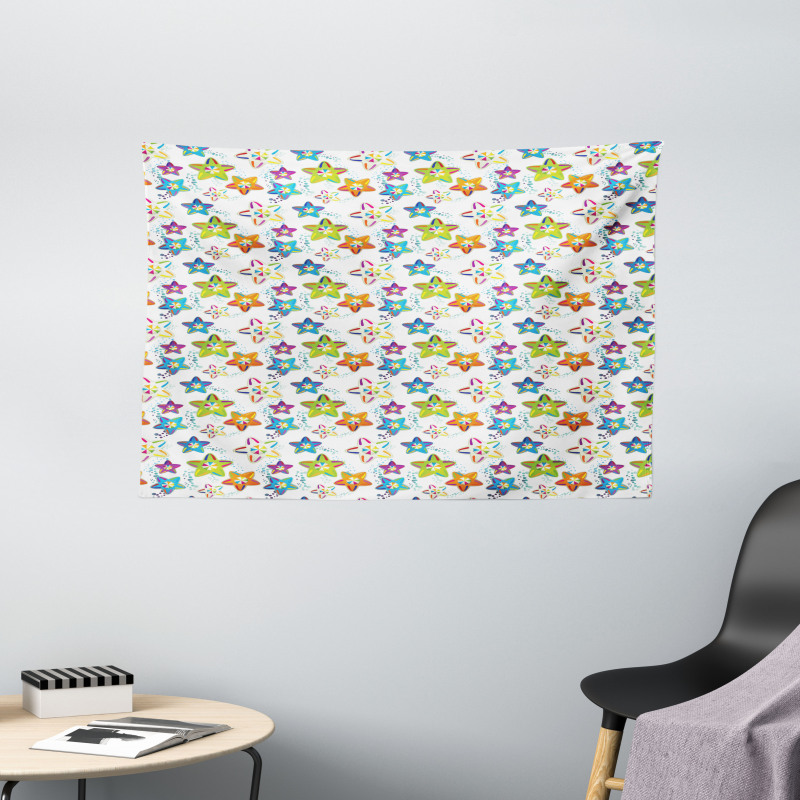 Colorful Celestial Shapes Wide Tapestry