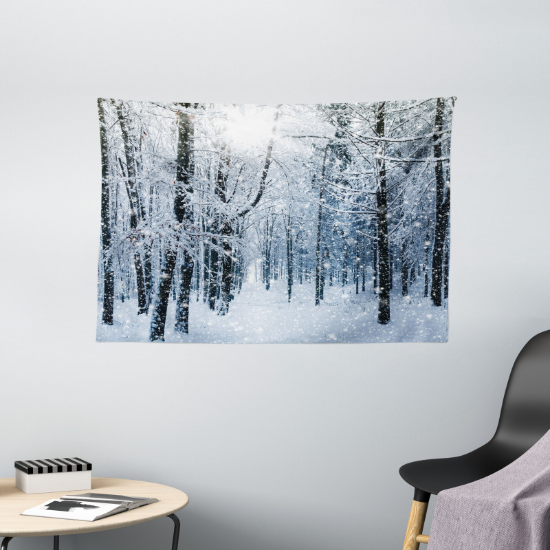 Snow Covered Forest Wide Tapestry