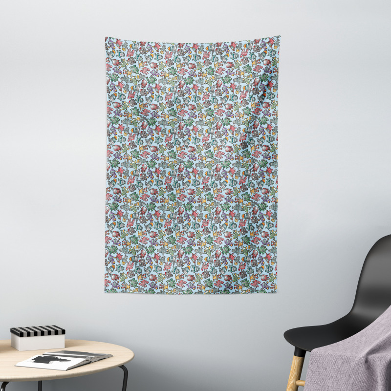 Cartoon Style Playthings Tapestry