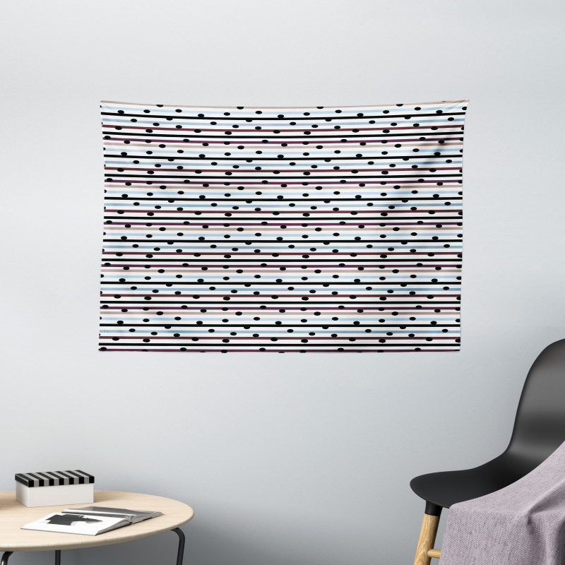 Hand Drawn Dots Lines Wide Tapestry
