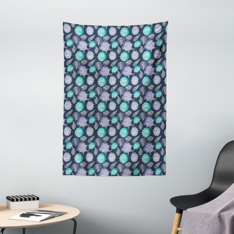 Ocean Grunge Seashells Tapestry