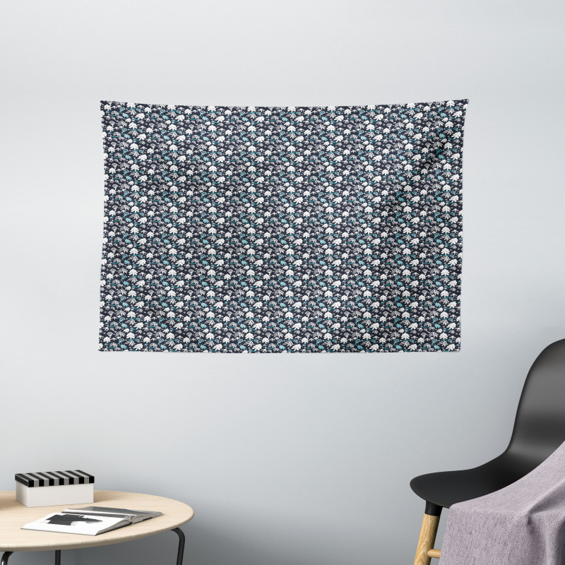 Snowflakes and Trees Wide Tapestry