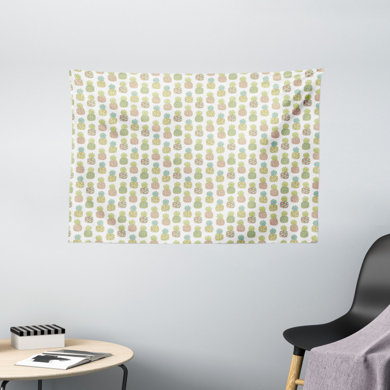 Pastel Tropical Fruit Wide Tapestry