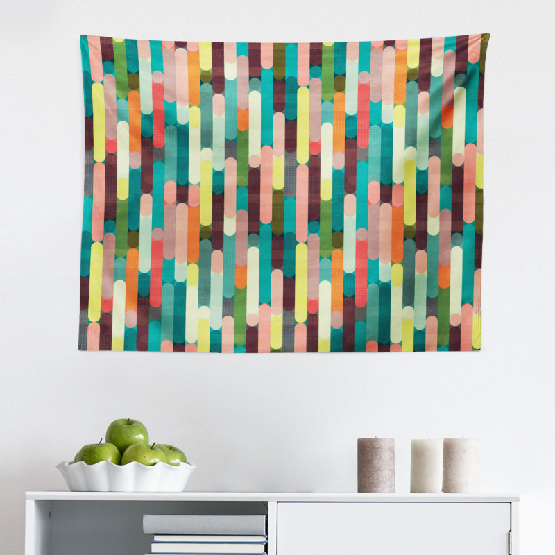 Geometrik Mikrofiber Geniş Duvar Halısı Şerit Halinde Yuvarlak Çizgili Poster